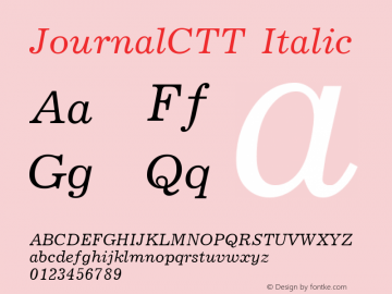 JournalCTT Italic 1.000.000 Font Sample