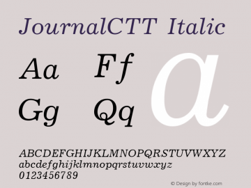 JournalCTT Italic 1.000.000 Font Sample
