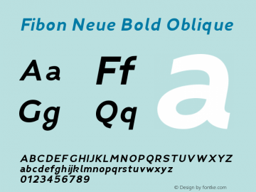 Fibon Neue Bold Oblique Version 1.0 Font Sample
