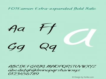 FOTEamon-ExtraexpandedBoldItalic Version 1.500 Font Sample