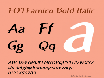 FOTFamico-BoldItalic Version 1.000 Font Sample