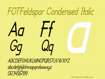 FOTFeldspar-CondensedItalic Version 1.000 Font Sample