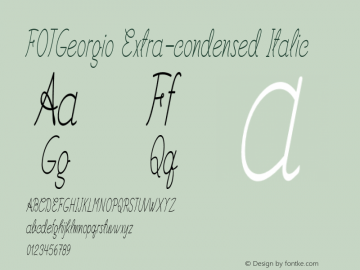 FOTGeorgio-ExtracondensedItalic Version 1.000 Font Sample