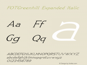 FOTGreenhill-ExpandedItalic Version 1.000 Font Sample