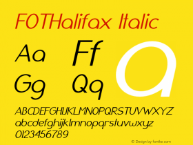 FOTHalifax-Italic Version 1.000 Font Sample