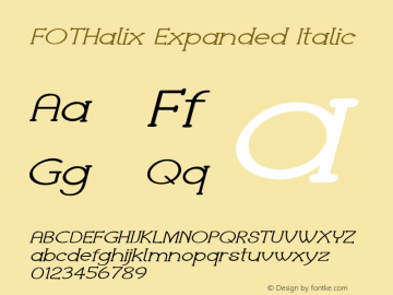 FOTHalix-ExpandedItalic Version 1.000 Font Sample