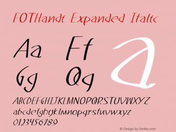 FOTHandi-ExpandedItalic Version 1.000 Font Sample