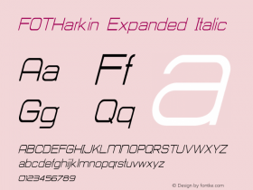 FOTHarkin-ExpandedItalic Version 1.000 Font Sample