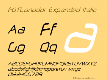 FOTLanador-ExpandedItalic Version 1.000 Font Sample