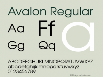 Avalon Regular Altsys Fontographer 3.5  12.4.1992 Font Sample