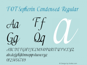 FOTSepherin-CondensedRegular Version 1.000 Font Sample