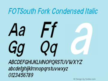 FOTSouthFork-CondensedItalic Version 1.000 Font Sample