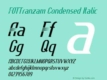 FOTTranzam-CondensedItalic Version 1.000 Font Sample