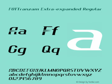 FOTTranzam-ExtraexpandedRegular Version 1.000 Font Sample