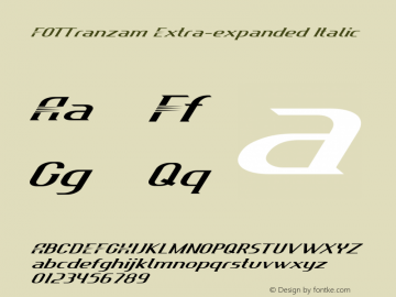 FOTTranzam-ExtraexpandedItalic Version 1.000图片样张