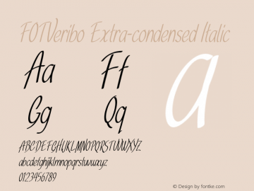 FOTVeribo-ExtracondensedItalic Version 1.000 Font Sample