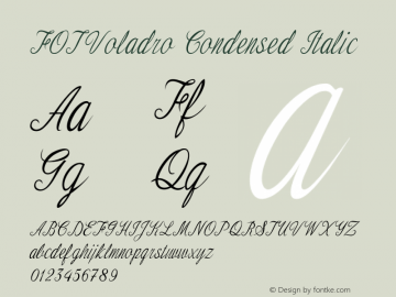 FOTVoladro-CondensedItalic Version 1.000 Font Sample