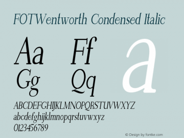 FOTWentworth-CondensedItalic Version 1.000图片样张