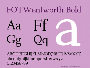 FOTWentworth-Bold Version 1.000 Font Sample