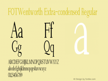 FOTWentworth-ExtracondensedRegular Version 1.000 Font Sample