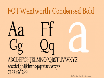 FOTWentworth-CondensedBold Version 1.000 Font Sample