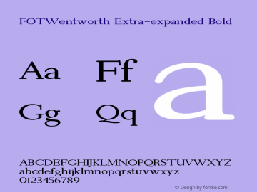 FOTWentworth-ExtraexpandedBold Version 1.000 Font Sample