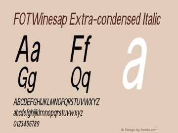 FOTWinesap-ExtracondensedItalic Version 1.000 Font Sample