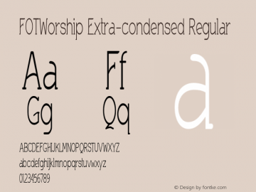 FOTWorship-ExtracondensedRegular Version 1.000 Font Sample