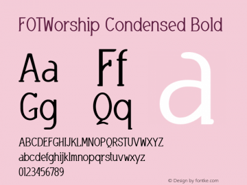 FOTWorship-CondensedBold Version 1.000 Font Sample