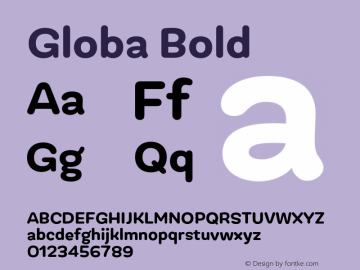 Globa-Bold Version 1.000;PS 001.000;hotconv 1.0.88;makeotf.lib2.5.64775 Font Sample