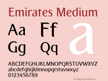 Emirates Medium Version 1.910 Font Sample