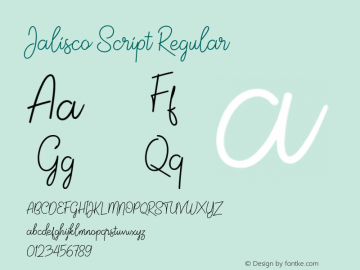 JaliscoScript 1.000 Font Sample