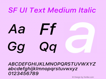 SF UI Text Medium Italic 11.0d59e2 Font Sample