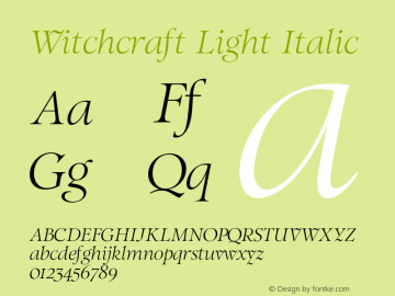 Witchcraft Light Italic Version 1.00 2018图片样张