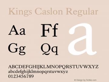 Kings Caslon Version 2.001 Font Sample