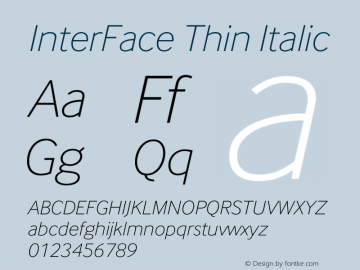 InterFace Thin Italic Version 2.001图片样张