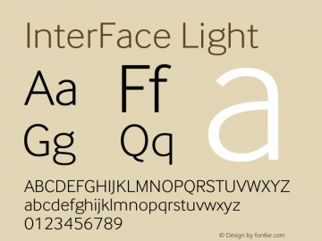 InterFace Light Version 2.001 Font Sample