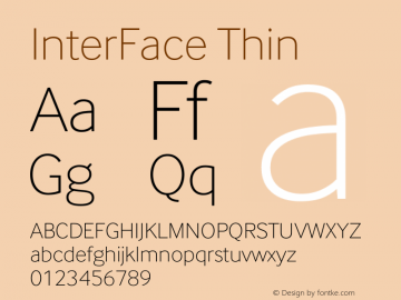 InterFace Thin Version 2.001 Font Sample