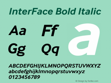 InterFace Bold Italic Version 2.001 Font Sample