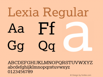 Lexia Version 2.200 Font Sample