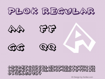 Plok Regular Macromedia Fontographer 4.1 8/20/98 Font Sample