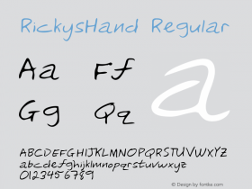 RickysHand Regular The IMSI MasterFonts Collection, tm 1996 IMSI (International Microcomputer Software Inc.) Font Sample