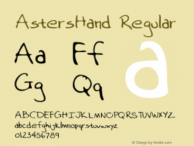 AstersHand Regular The IMSI MasterFonts Collection, tm 1996 IMSI (International Microcomputer Software Inc.) Font Sample