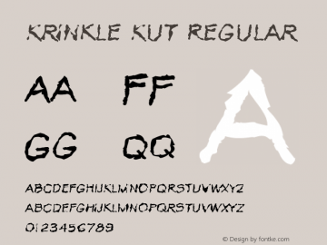 Krinkle Kut Regular 1999; 1.0, initial release Font Sample