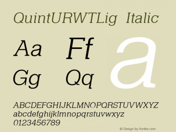 QuintURWTLig Italic Version 1.05 Font Sample