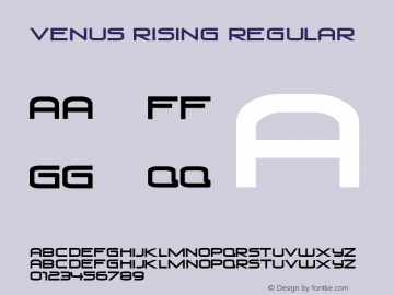 Venus Rising Version 2.000 2004 Font Sample