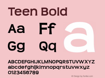 Teen Bold Version 2.000 2004 Font Sample