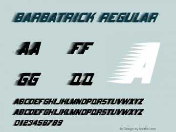 Barbatrick version 1.00 Font Sample