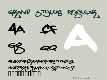 Grand Stylus 2001; 1.0, initial release Font Sample