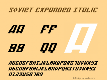 Soviet Expanded Italic 2 Font Sample